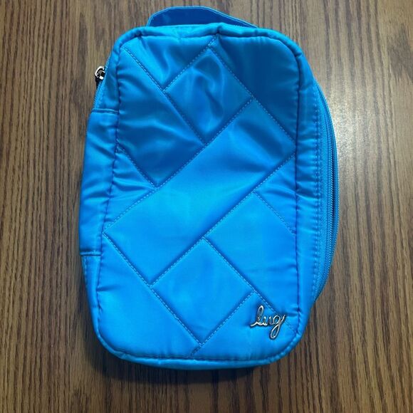 LUG Hover Cosmetic Case - Sky Blue with Floral Inside Lining NWOT - Picture 2 of 5